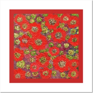 red flowers Posters and Art